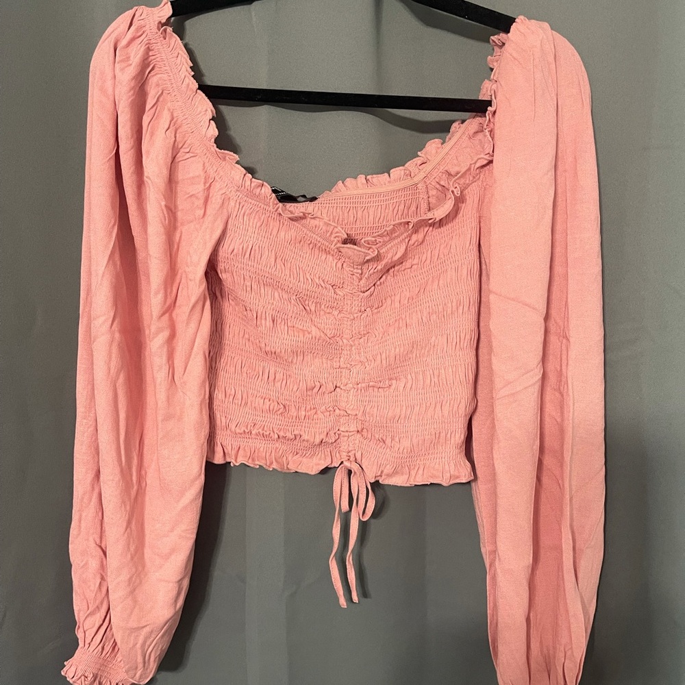 Pink Crop top long sleeve